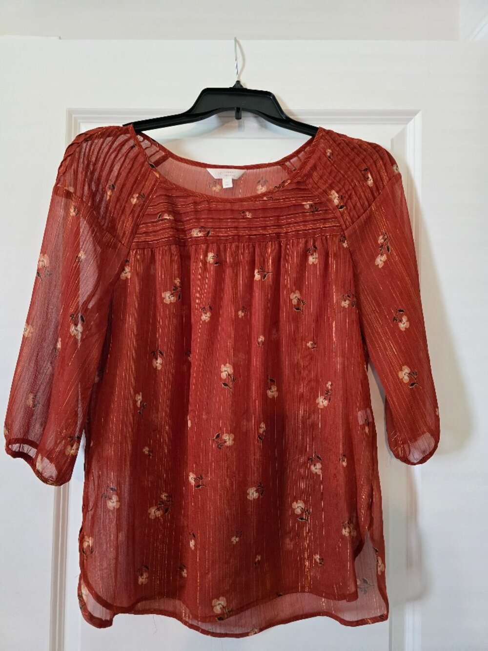 3/4 sleeve sheer top